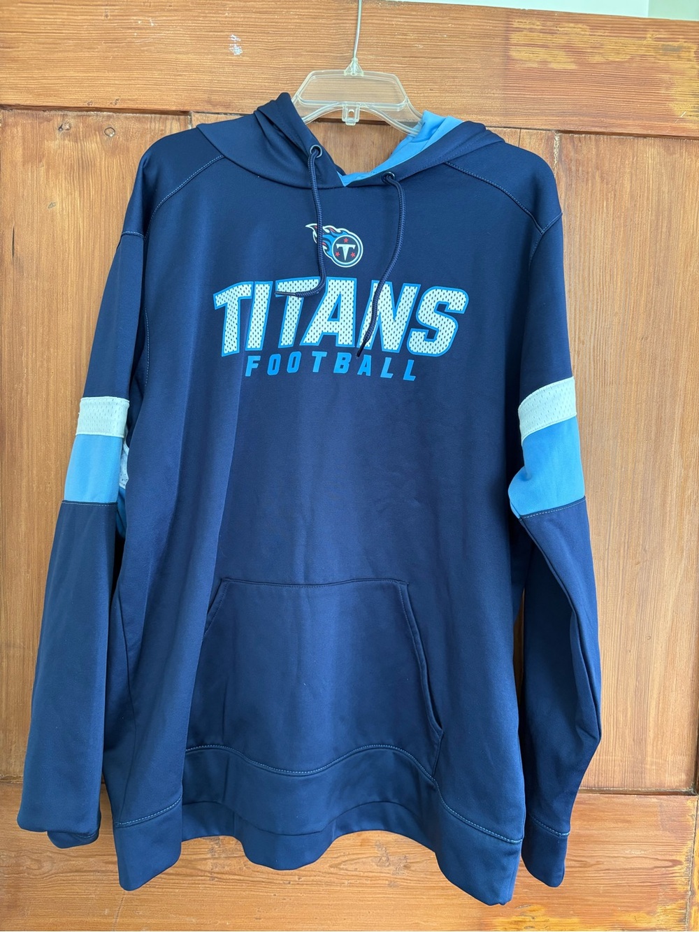 NFL Team Apparel Navy and Light Blue Tennessee Titans Crewneck Hoodie 2XL